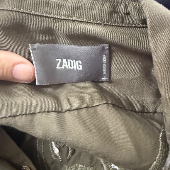 Zadig & Voltaire Tess Military Top Fox Embroidered S Lyocell - Picture 3 of 7